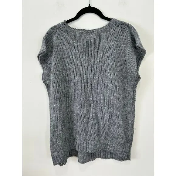 Country Surburban vintage hand knit sweater vest grey womens M - Picture 3 of 7